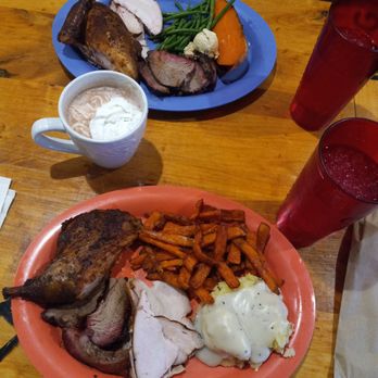 Cowboy’s Smokehouse - Bbq combination of 3, chicken, beef, and turkey with sweet potato fries, mashed potatoes, green beans, and yam. - Barbeque Near Me - Panguitch, Utah Cowboy’s Smokehouse - Bbq combination of 3, chicken, beef, and turkey with sweet potato fries, mashed potatoes, green beans, and yam. - Barbeque Near Me - Panguitch, Utah