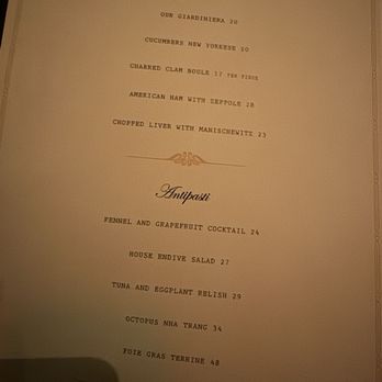 Torrisi - Menu - Italian Near Me - New York, New York