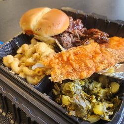 No Sauce Que - Brisket fried fish with hot sauce collars and smoked mac