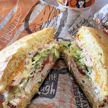 Schlotzsky's - Fiesta Chicken with no black olives on jalapeño bread - Sandwiches Near Me - Sunset Valley, Texas Schlotzsky's - Fiesta Chicken with no black olives on jalapeño bread - Sandwiches Near Me - Sunset Valley, Texas