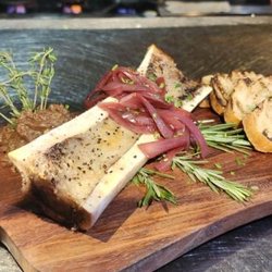 The Cork Tucson - Bone Marrow appetizer with prime rib pate, house picked onions, Barrio Bread
