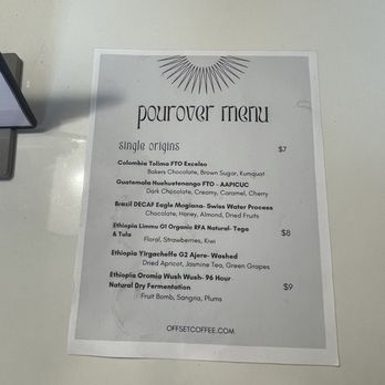 Offset Coffee Roasters - menu 05/2024 - Coffee Roasteries Near Me - Redondo Beach, California Offset Coffee Roasters - menu 05/2024 - Coffee Roasteries Near Me - Redondo Beach, California