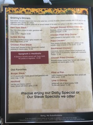 Menu photo 8 Granny’s Family Dining Cody, WY Menu photo 8 Granny’s Family Dining Cody, WY