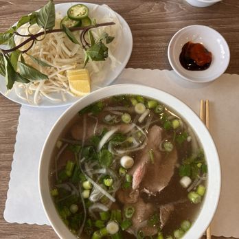 KJB Pho and Eggrolls - Pho w Rare Beef (#5) - Vietnamese Near Me - Costa Mesa, California KJB Pho and Eggrolls - Pho w Rare Beef (#5) - Vietnamese Near Me - Costa Mesa, California