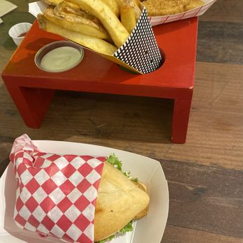 Golden Chips - Cod sandwich, Belgian fries and cod fish fingers. - Specialty Food Near Me - Asheville, North Carolina