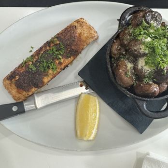 Black Pork - Salmon with mushrooms - American Near Me - Long Beach , California Black Pork - Salmon with mushrooms - American Near Me - Long Beach , California
