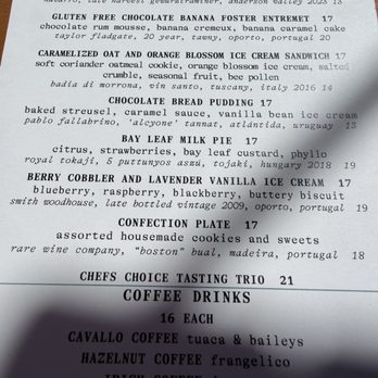 Cavallo Point - Dessert menu - Hotels Near Me - Sausalito, California