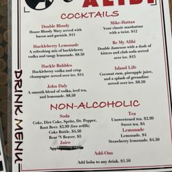 Rachel’s Alibi - Cocktail menu