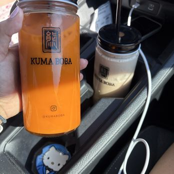 Kuma Boba - Thai tea + Strawberry Milk Tea - Bubble Tea Near Me - Sterling Heights, Michigan