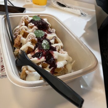 Eggbred - Mixed Berry Cheesecake Waffle A bit sweet but still really good - Breakfast & Brunch Near Me - La Habra, California