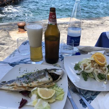 Porta Marina - Sea Bream and Cuttlefish salad. Cuttlefish kind of bland, but get the Sea Bream! Amazing! - Italian Near Me - Sorrento, NA
