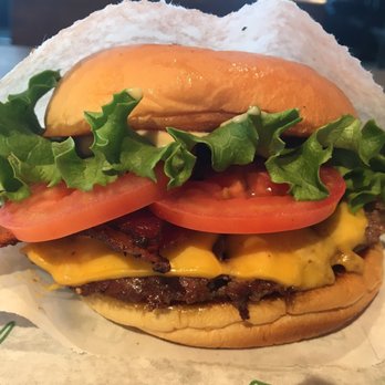Shake Shack Las Colinas - Shackburger with bacon added - Fast Food Near Me - Irving, Texas Shake Shack Las Colinas - Shackburger with bacon added - Fast Food Near Me - Irving, Texas