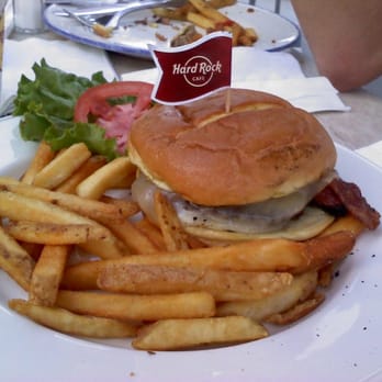 Hard Rock Cafe - Burger w/ provolone and bacon, w/ side fries. - American Near Me - Myrtle Beach, South Carolina Hard Rock Cafe - Burger w/ provolone and bacon, w/ side fries. - American Near Me - Myrtle Beach, South Carolina