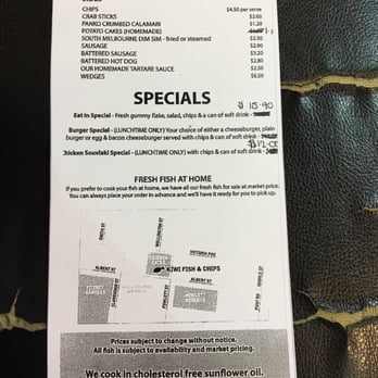 Kiwi Fish & Chips - Food menu - 02/05/16 - Fast Food Near Me - East Melbourne, VIC Kiwi Fish & Chips - Food menu - 02/05/16 - Fast Food Near Me - East Melbourne, VIC