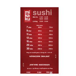 Mikaku Sushi - Mikaku's menu, both take-away and eat-in!