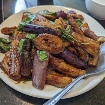 M's Kitchen - Basil eggplant with pork intestines (九層塔茄子肥腸). - Chinese Near Me - Artesia, California M's Kitchen - Basil eggplant with pork intestines (九層塔茄子肥腸). - Chinese Near Me - Artesia, California