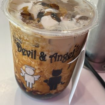 Devil & Angel Desserts - Black Sugar Royal Milk Tea with boba - Bubble Tea Near Me - Concord, California