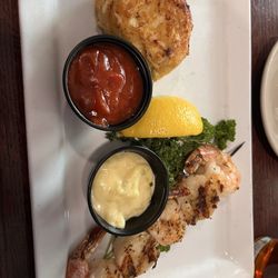 Rustic Tavern - Shrimp and scallops and boiled crab cake dinner!