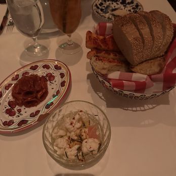 Carbone - Complimentary pickled cabbage, soppresata and warm garlic and cheesy bread - Italian Near Me - Las Vegas, Nevada Carbone - Complimentary pickled cabbage, soppresata and warm garlic and cheesy bread - Italian Near Me - Las Vegas, Nevada