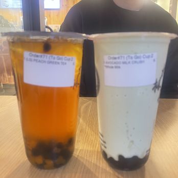 Taichi Bubble Tea - Avocado milk crush with whole milk Peach green tea - Bubble Tea Near Me - Columbia, Maryland