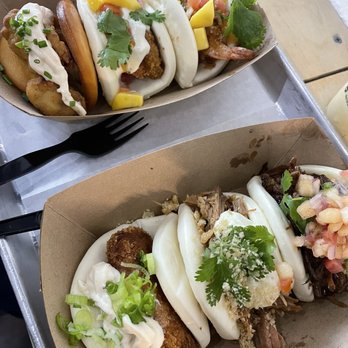 King Bao - Top left - oyster bao, baja avocado, loco coco right Bottom - inner harbor, Cuban, glen rhee - Asian Fusion Near Me - Orlando, Florida