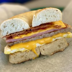 Kernersville Bagel - Hungry man on a rosemary bagel