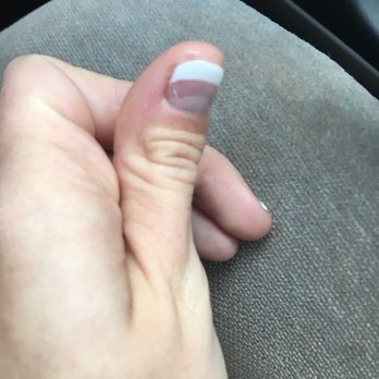 Sam Nails - You can see where the top coat goes onto my skin. It's several layers thick and won't peel off. - Nail Salons Near Me - Bryan, Texas