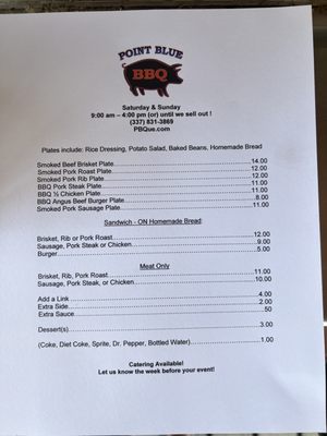 Menu photo 2 Point Blue BBQ Point Blue, LA Menu photo 2 Point Blue BBQ Point Blue, LA
