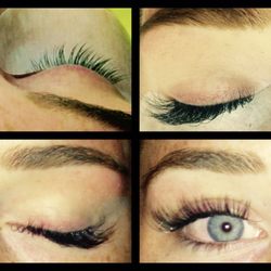 LuckyULashes - Before & after - black lash extensions to show off her baby blues!