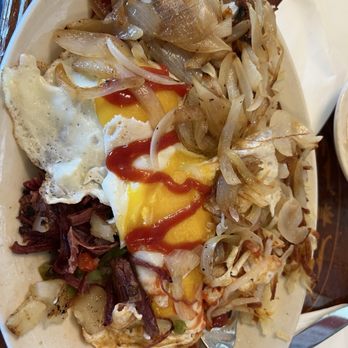 Frank's Diner - Corned Beef Hash & Eggs with extra onions - Diners Near Me - Spokane, Washington Frank's Diner - Corned Beef Hash & Eggs with extra onions - Diners Near Me - Spokane, Washington