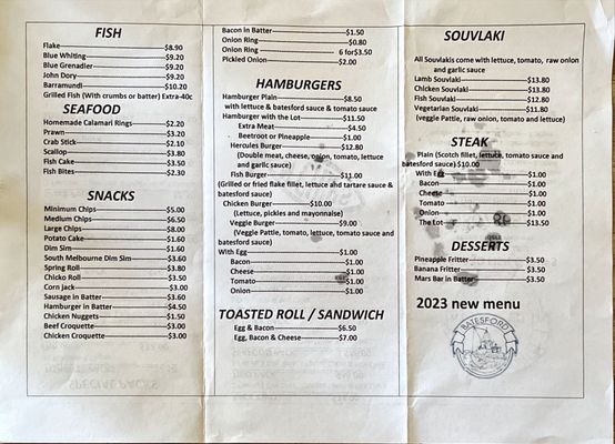 Menu photo 1 Batesford Fish and Chips Chadstone, VIC
