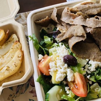 Oregano Greek Kitchen - Gyro platter w/salad and side order of lemon potatoes - Greek Near Me - Hialeah, Florida Oregano Greek Kitchen - Gyro platter w/salad and side order of lemon potatoes - Greek Near Me - Hialeah, Florida