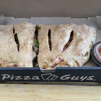 Pizza Guys - Grilled chicken, salami & veggie calzone. So good! - Pizza Near Me - San Carlos, California