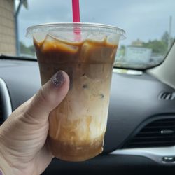 Whitecap Espresso - 16 ounce iced caramel macchiato, layered.