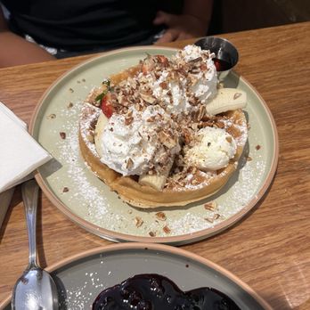 Eight AM - Banana nut waffle - New American Near Me - San Francisco, California Eight AM - Banana nut waffle - New American Near Me - San Francisco, California