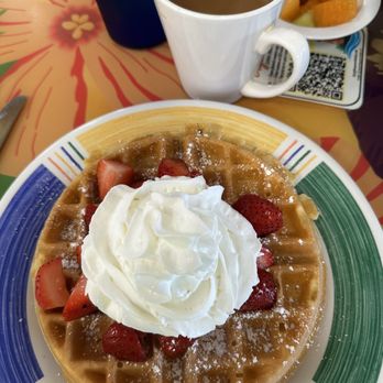 Juno Beach Cafe - Strawberry Waffle - Breakfast & Brunch Near Me - Juno Beach, Florida Juno Beach Cafe - Strawberry Waffle - Breakfast & Brunch Near Me - Juno Beach, Florida