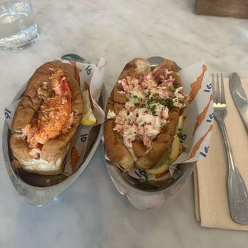 Woodhouse Fish - $16 Lobster Roll special (each) - hot on Left and cold on right - Seafood Near Me - San Francisco, California Woodhouse Fish - $16 Lobster Roll special (each) - hot on Left and cold on right - Seafood Near Me - San Francisco, California
