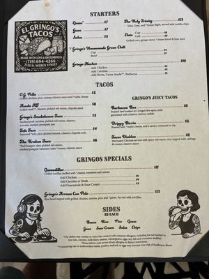 Menu photo 2 El Gringo's Tacos Colorado Springs, CO