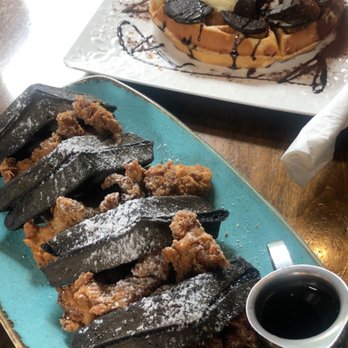 La Forêt - This is la foret's chicken & waffle & their chocolate Oreo waffle - Coffee & Tea Near Me - Burnaby, British Columbia La Forêt - This is la foret's chicken & waffle & their chocolate Oreo waffle - Coffee & Tea Near Me - Burnaby, British Columbia