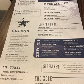 Dallas Cowboys Club - Food menu - Sports Bars Near Me - Grapevine, Texas