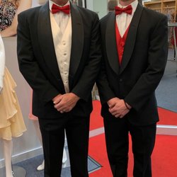 Father and Son 'suit'ably prepared for a very special occasion.