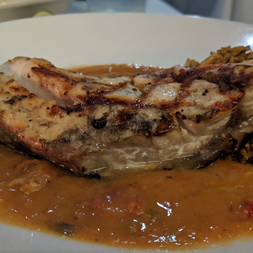 Marais - Redfish on the half shell it looks like a huge steak I don't like fish that thick but it was enjoyed - Seafood Near Me - Dickinson, Texas