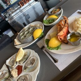 Oysters, escargot, jumbo scallops, cold water lobster, rice pilaf.