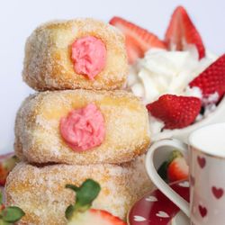 Wiki Licious - Austin - Indulge in pure bliss with our Strawberry and Cream Malasadas!