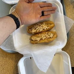 Captain D's - My hand in comparison to how small these rolls are