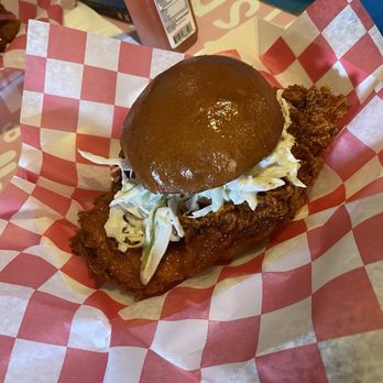 Comfortland - Graceland! Hot honey fried chicken sandwich with coleslaw and pickles. - Donuts Near Me - Astoria, New York Comfortland - Graceland! Hot honey fried chicken sandwich with coleslaw and pickles. - Donuts Near Me - Astoria, New York