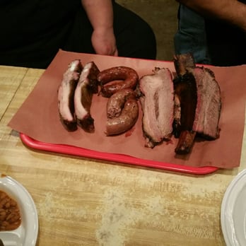Black's Barbecue Lockhart - We had two Pork Ribs, one Garlic Sausage, one regular Sausage, some Brisket, & a huge Beef Rib - Barbeque Near Me - Lockhart, Texas Black's Barbecue Lockhart - We had two Pork Ribs, one Garlic Sausage, one regular Sausage, some Brisket, & a huge Beef Rib - Barbeque Near Me - Lockhart, Texas