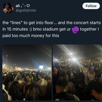 BMO Stadium - Example of the lines about 15 minutes before stated start time of 8:30pm - Stadiums & Arenas Near Me - Los Angeles, California