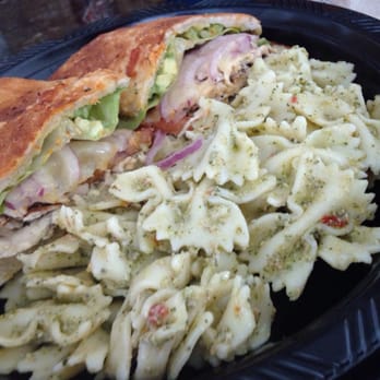 Stone Oven - garlic & basil chicken sandwich with pasta salad - Salad Near Me - Santa Clarita, California Stone Oven - garlic & basil chicken sandwich with pasta salad - Salad Near Me - Santa Clarita, California