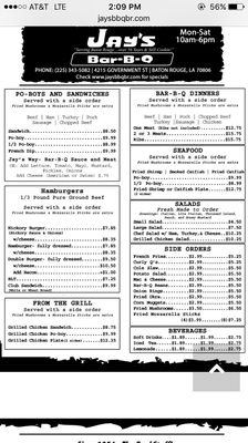 Menu photo 2 Jay's Bar-B-Q Baton Rouge, LA Menu photo 2 Jay's Bar-B-Q Baton Rouge, LA